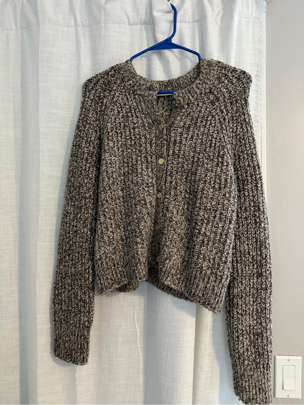 Abercrombie & Fitch Button Front Cardigan in Brown & White Size XS Like New